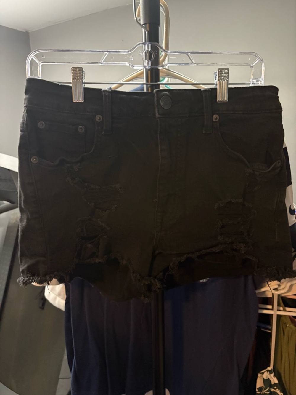 Aeropostale Black Distressed Cutoff Jean Shorts